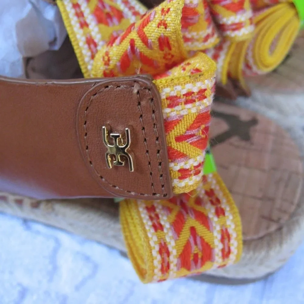 Sam Edelman 7 Womens Brown Leather Espadrilles Sandals Shoes